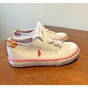 Polo Ralph Lauren Children Shoes Sneakers Fantor III White Pink Floral Size 10